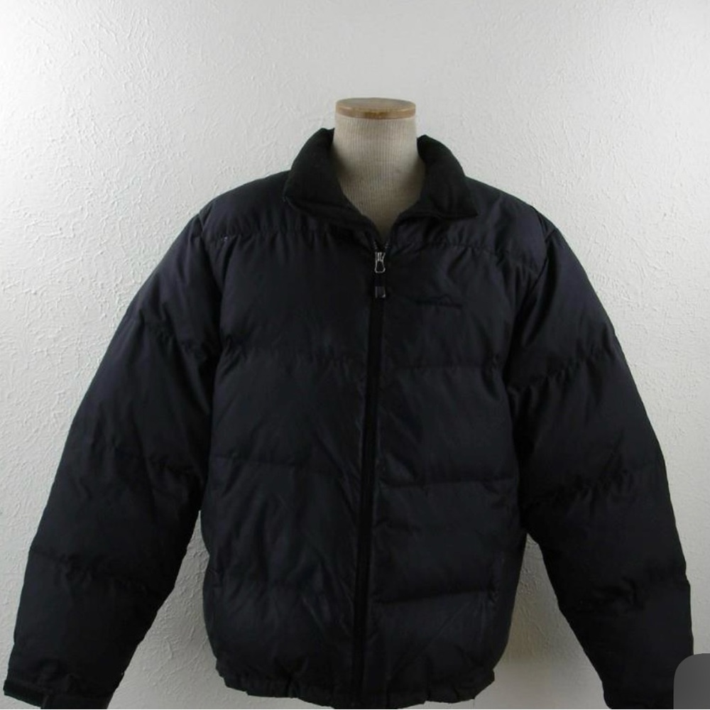Eddie Bauer EB700 700 Goose Down Black Puffer Jacket Quilted Winter Ski Large
